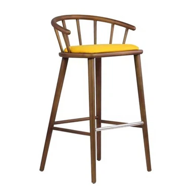 Windsor Ryg Mørkebrun Træ Gul Polstrede Barstole